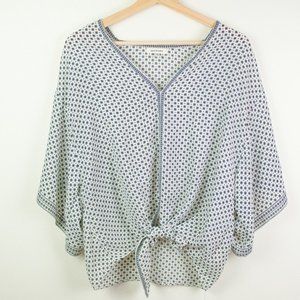 Max Studio V Neck Patterned Shirt with Front Tie Size L